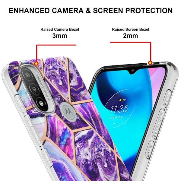 Marble Motorola Moto E30 / E20 / E40 Etui - Mørklilla Purple