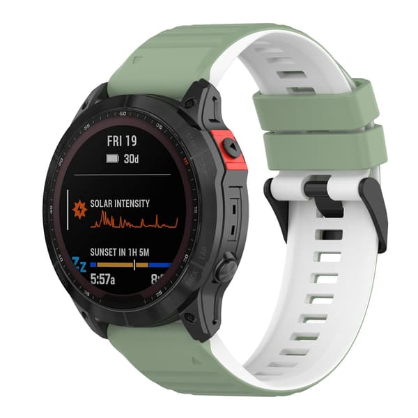 26 mm enkelt klockarmband i silikon för Garmin-klocka - Ljusgrön / Vit Grön