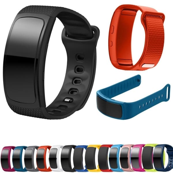 Samsung Gear Fit2 simple silicone watch band - Black Size: S Svart