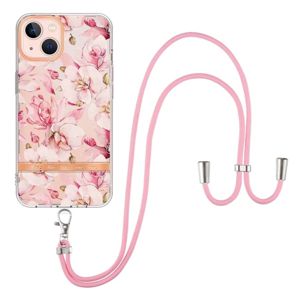 Slankt og holdbart softcover med nøglesnor til iPhone 14 Plus - Hc005 Pink Gardenia Pink
