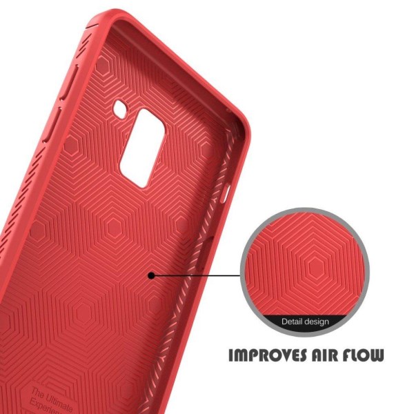 IVSO Gentry Series Samsung Galaxy A6 Plus mobiletui i kunstlæder med Litchi overflade - Rød Red