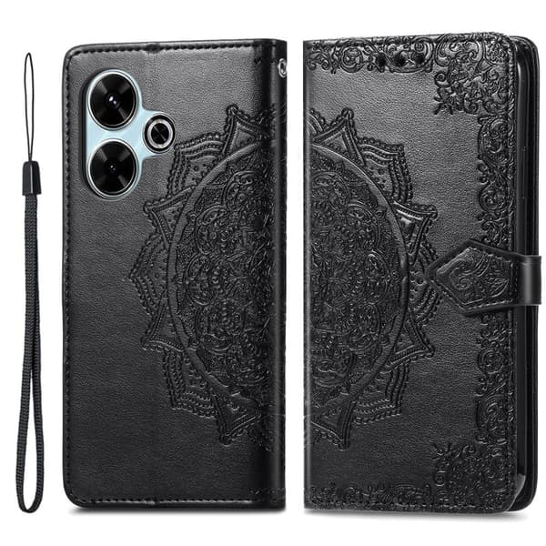 Mandala Xiaomi Redmi 13 etui i lær - Svart Black