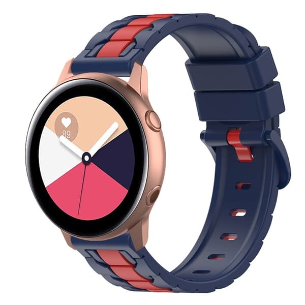 Samsung Gear S2 Classic / Active 2 / Watch (42mm) dubbelfärgat klockarmband i silikon - Marinblå / Röd Blå