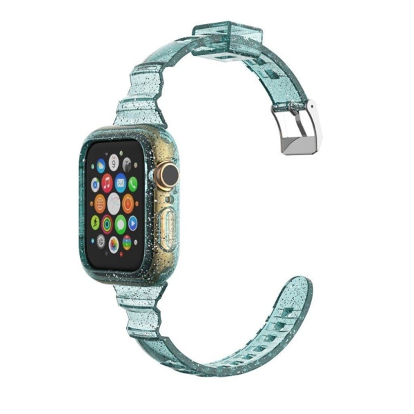 Glitter-teemainen kellonauha Apple Watch Series 6 / 5 44mm - Vihreä Green