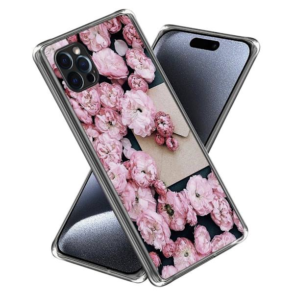 Deco iPhone 15 Pro deksel - Rosa Blomster Pink