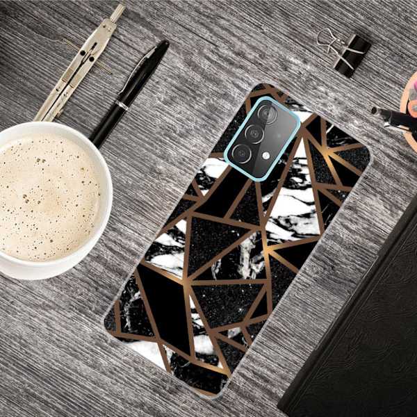 marmor Samsung Galaxy A52 5G etui - sort Tile Fragments Black