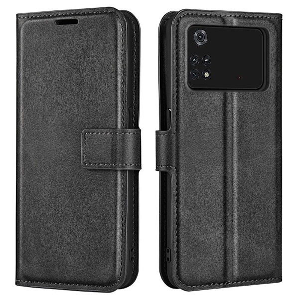 Xiaomi Poco M4 Pro læderetui med pung - Sort Black