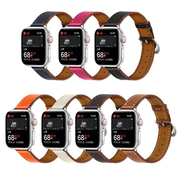 Apple Watch (41mm) åndbar urrem i ægte læder - Blå Blue