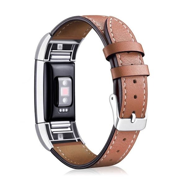 Fitbit Charge 2 Rem i ægte læder - Brun Brown