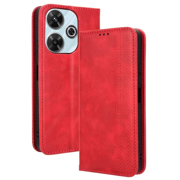 Bofink Vintage Xiaomi Redmi Note 13 4G / 5G / Xiaomi Poco M6 læderetui - Rød Red