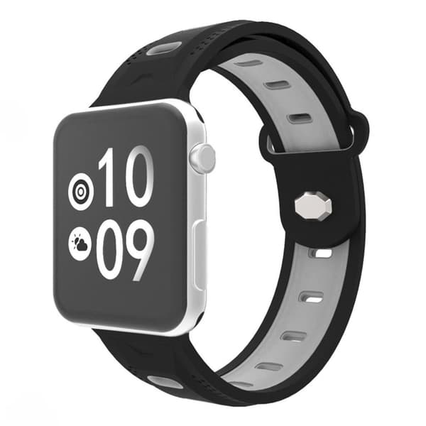 Apple Watch Series 4 40mm rhombus silikone Urrem - Sort Ydre / Grå Indre Silver grey
