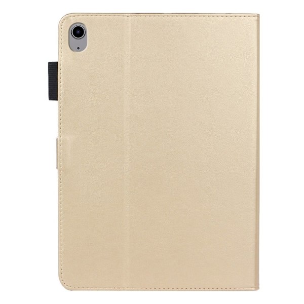 iPad 10.9 (2022) / iPad 10th Gen Påtrykt blomme-blomstermønster Visning Stand Shell Wallet Design Vegansk læder Stødabsorberende tablet etui med penne Gold