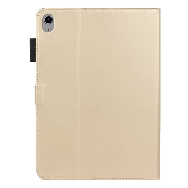 iPad 10.9 (2022) plommeblomstmønster skinnveske - Gull Gold