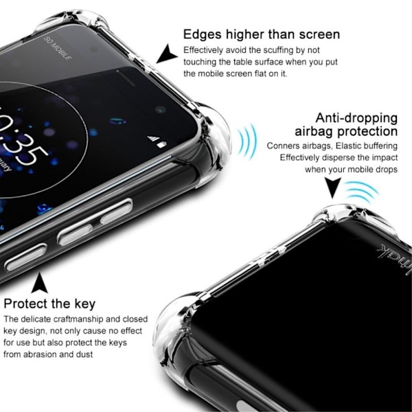 IMAK Sony Xperia XZ3 mobilskal silikon stötdämpande - Transparent Transparent