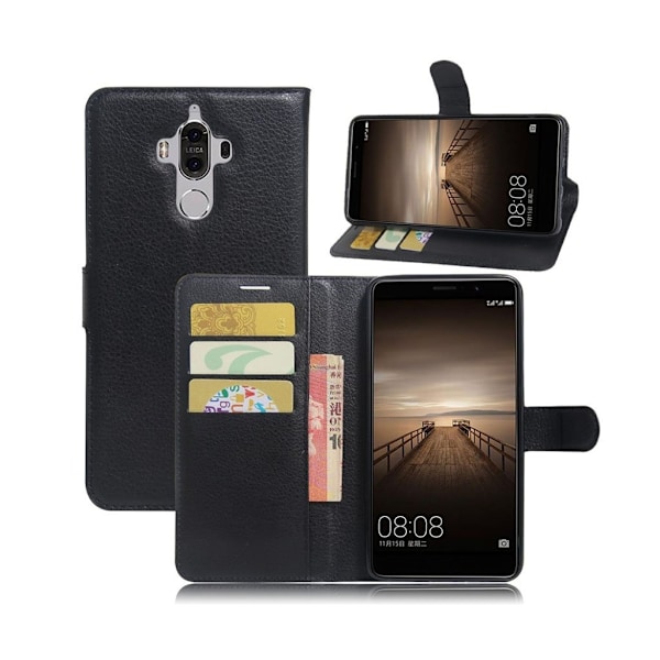 Huawei Mate 9 beskyttende læder-etui - Sort Black