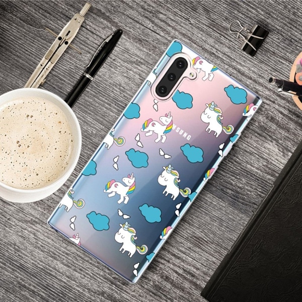 Deco Samsung Galaxy Note 10 kuoret - Yksisarvinen ja pilviä Multicolor