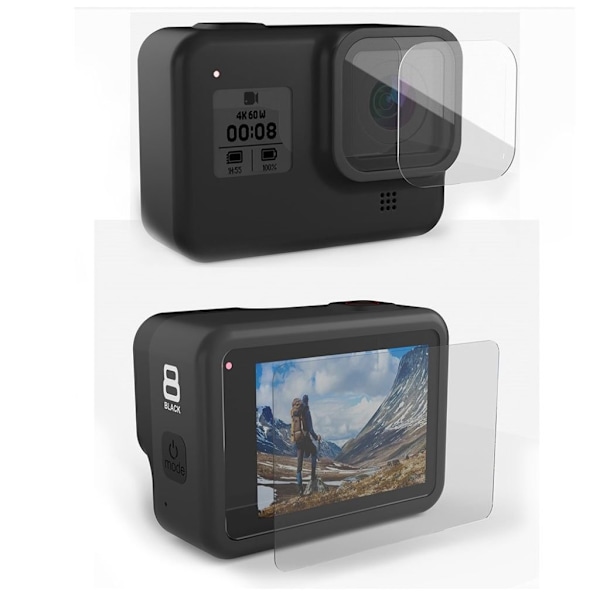 SHEINGKA GoPro Hero 8 Black skærmbeskytter i hærdet glas Transparent