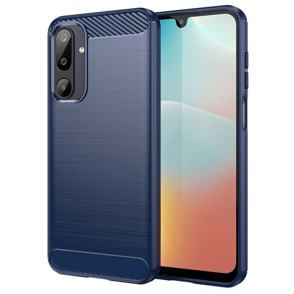 Samsung Galaxy M16 5G Fodral Skyddande telefonskal Kolfiber Textur Borstad - Blå Blå