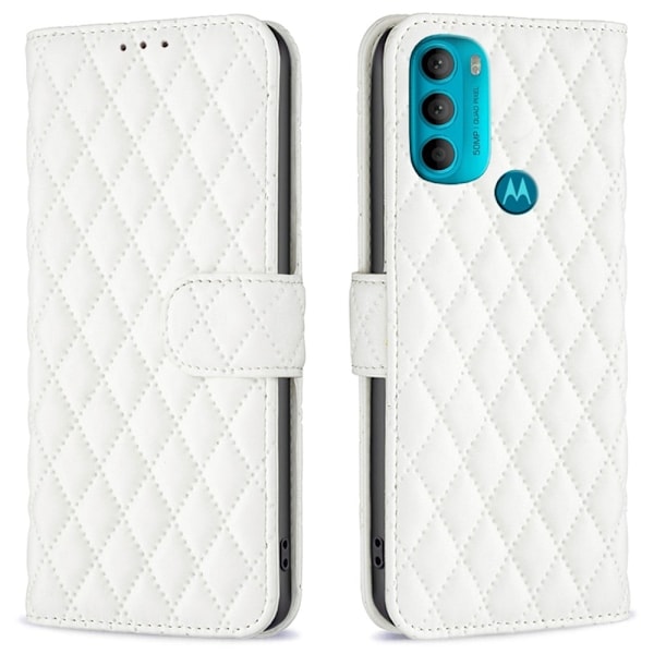 Rhombus Mønster Matte Flip Case til Motorola Moto G71 5G - Hvid White
