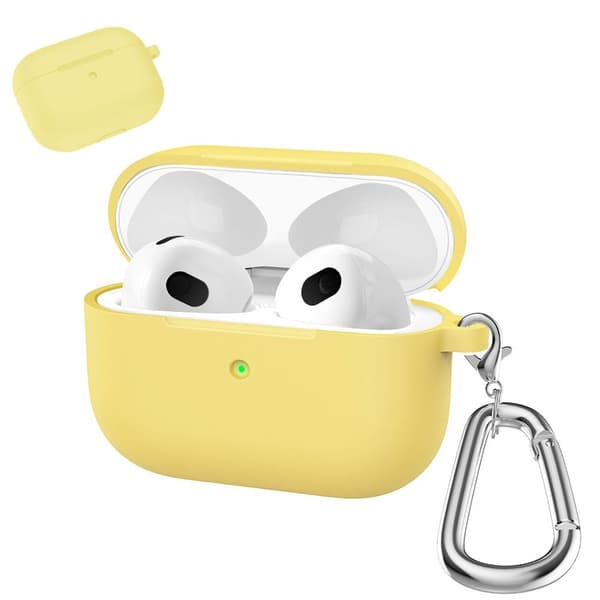 AirPods silikonetui med karabinkrok - Gul Yellow