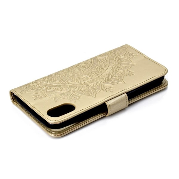IPhone 9 mobilfodral syntetläder silikon stående plånbok drömfångarmönster - Guld Guld