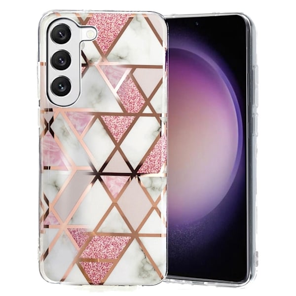 Deco Samsung Galaxy S23 Plus Etui - Electroplated Lyserød Marmor Pink