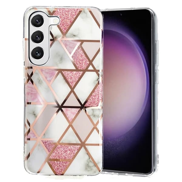 Deco Samsung Galaxy S23 Plus Etui - Electroplated Rosa Klinkekule Pink