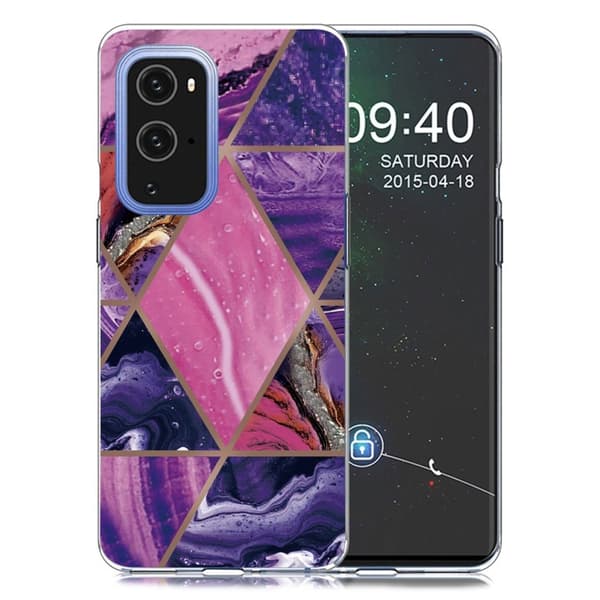 Marble OnePlus 9 Pro Etui - Purple og Rose Klinkekule Multicolor