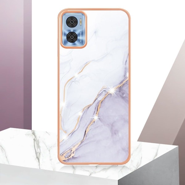 Marble Motorola Moto E22 / E22i Etui - Hvid Marmor White