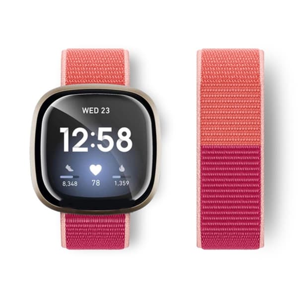 Fitbit Sense 2 / Versa 4 nylonhihna - Granaattiomena Väri Red