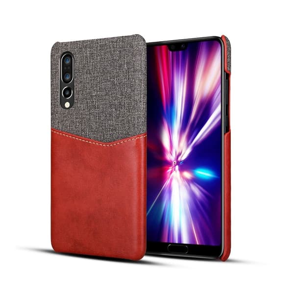 Huawei P30 stof splejset læderetui - Rød Red