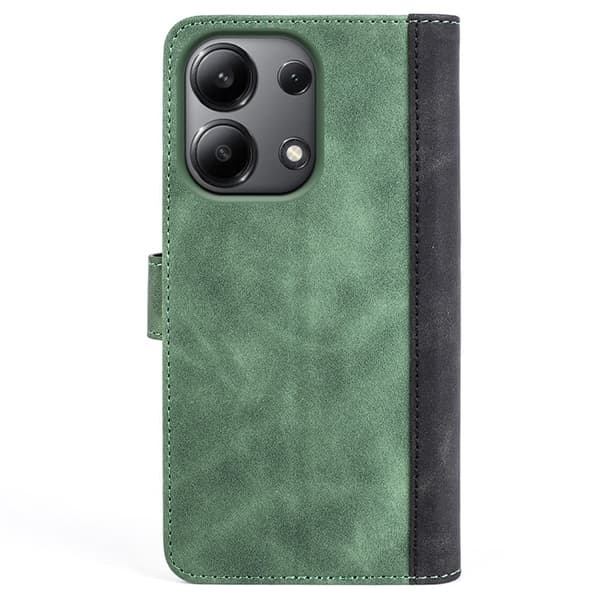 Tvåfärgat Xiaomi Redmi Note 13 4G fodral i läder - Grön Grön