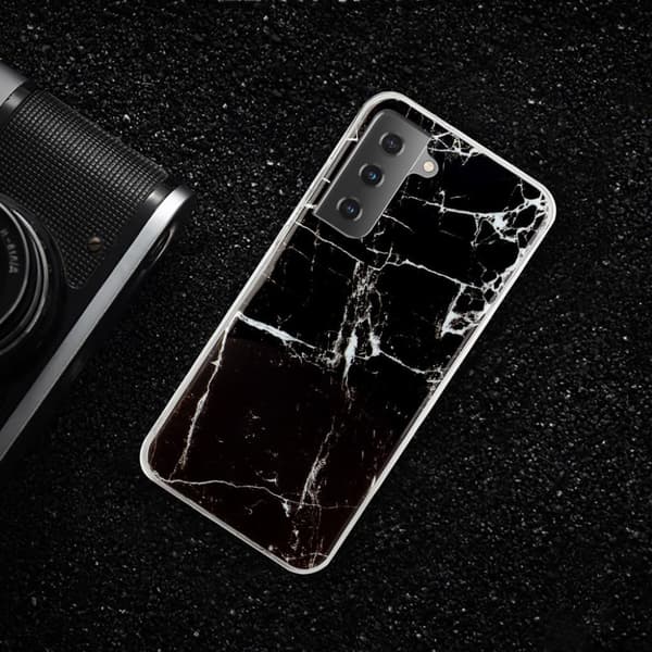 Marble Samsung Galaxy S21 Plus 5G kotelo - musta / valkoinen Black