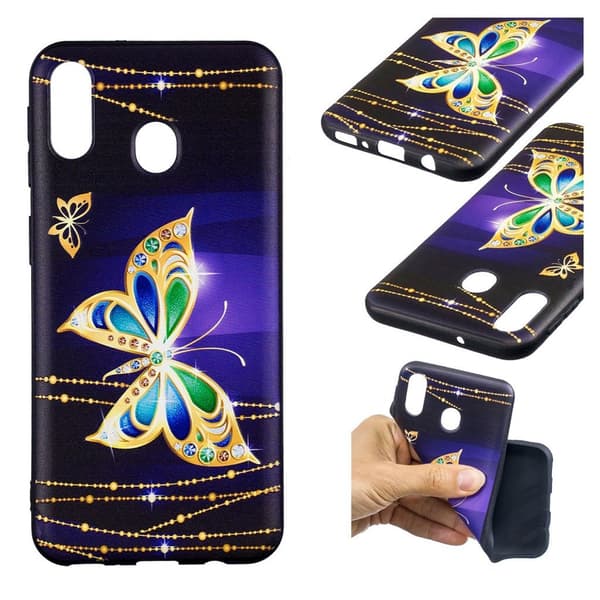 Imagine Samsung Galaxy M20 cover - Farvet Sommerfugl Multicolor