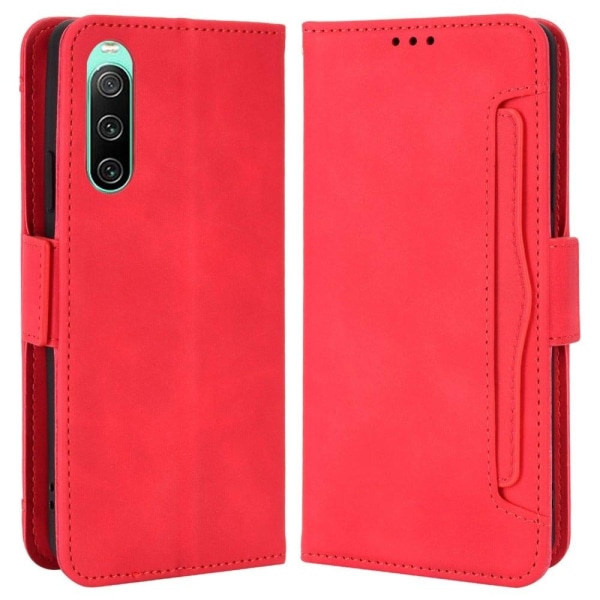 Modern-styled leather wallet case for Sony Xperia 10 IV - Red Red