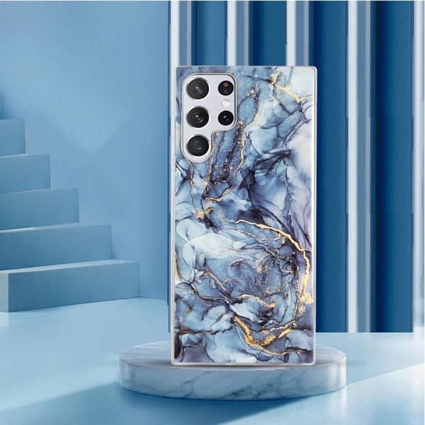 Marble Samsung Galaxy S22 Ultra Suojakotelo - Harmaa Silver grey