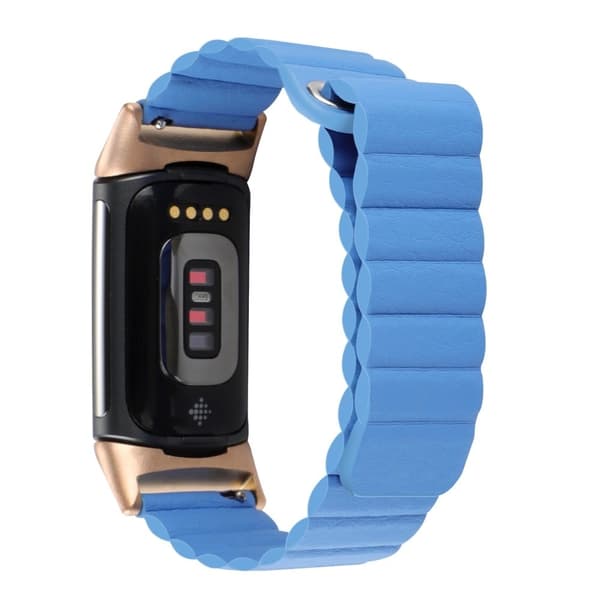 Fitbit Charge 5 aito nahkakellon hihna - Sininen Blue