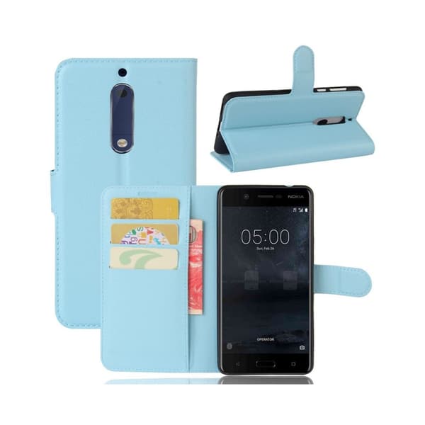 Nokia 5 litsitekstuurinen nahkakotelo - Ruskea Blue