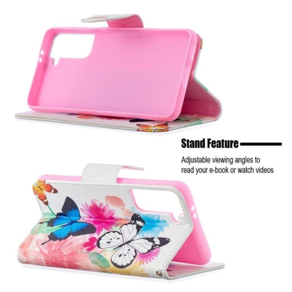 Wonderland Samsung Galaxy S21 flip etui - Two sommerfugl Multicolor