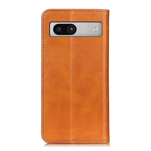 Lompakko-style Aitoa Nahkaa Läppäkotelo For Google Pixel 7a - Ruskea Brown