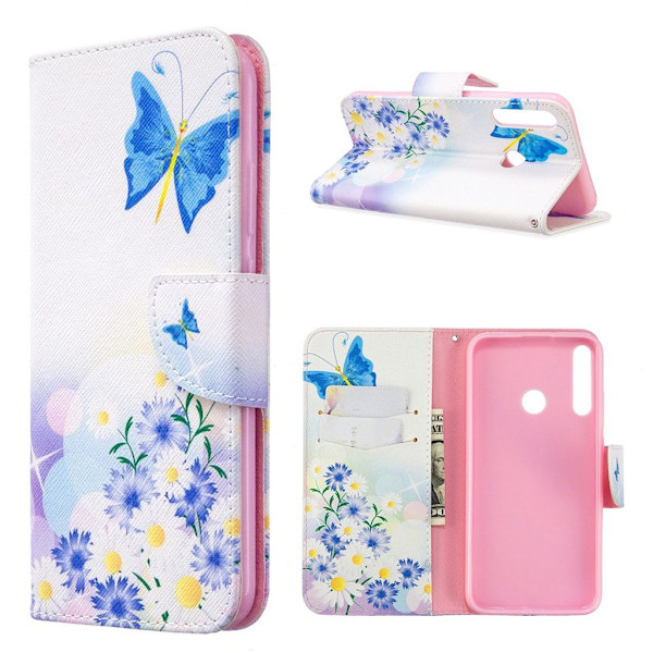 Wonderland Huawei P40 Lite E Etui - Blå Sommerfugl Multicolor