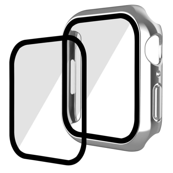 ENKAY Apple Watch (41mm) electroplating cover with tempered glass - Silver Silvergrå