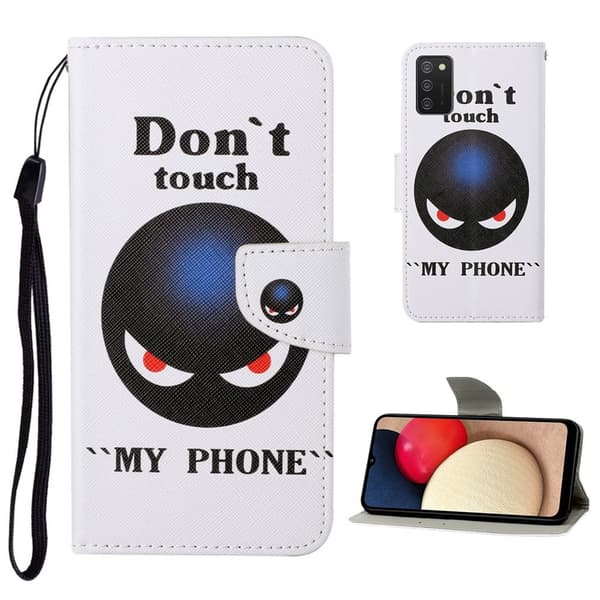 Wonderland Samsung Galaxy A02s Flip Etui - Don't Touch My Phone White