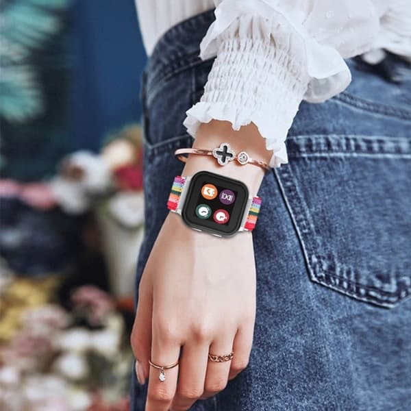 Gabb Watch 1 Nylon Elastinen rannelenkki Smartwatch hihna helppo säätää - Sateenkaari Multicolor