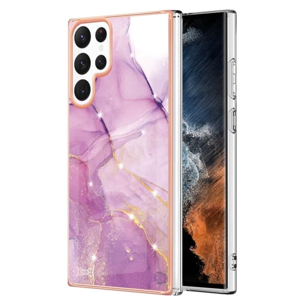 Marble Samsung Galaxy S23 Ultra Etui - Lilla / Lyserød Marmor Pink
