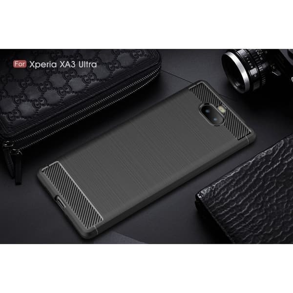 Sony Xperia 10 Plus karbon børstet deksel - Sort Black