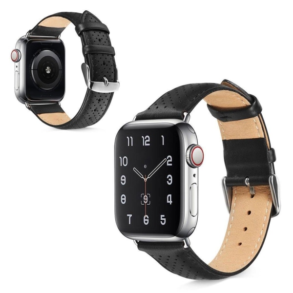 Apple Watch Series 5 40mm äkta läder klockarmband - svart Svart