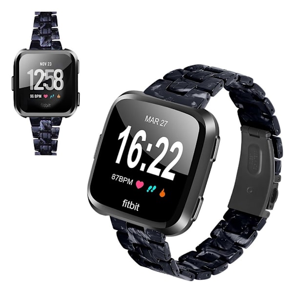 Fitbit Versa 2 / Versa Lite hartsikellon ranneke - Musta Mix Black