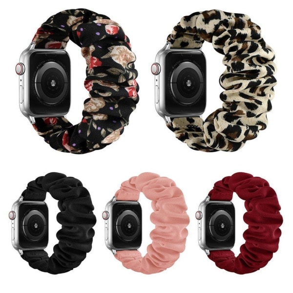 Apple Watch Series 6 / 5 44mm elastic hair band style watch strap - Silver Connector / Wine Red / Size: L Röd