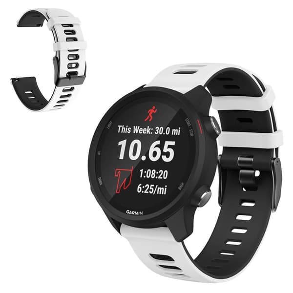 20 mm universal tofarget sporty klokkerem i silikon - Hvit / Svart White